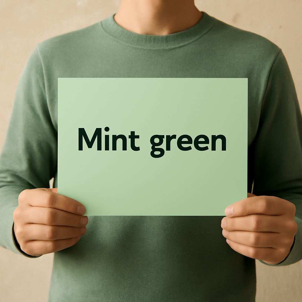 Various shades of green hex colors displayed on a screen.